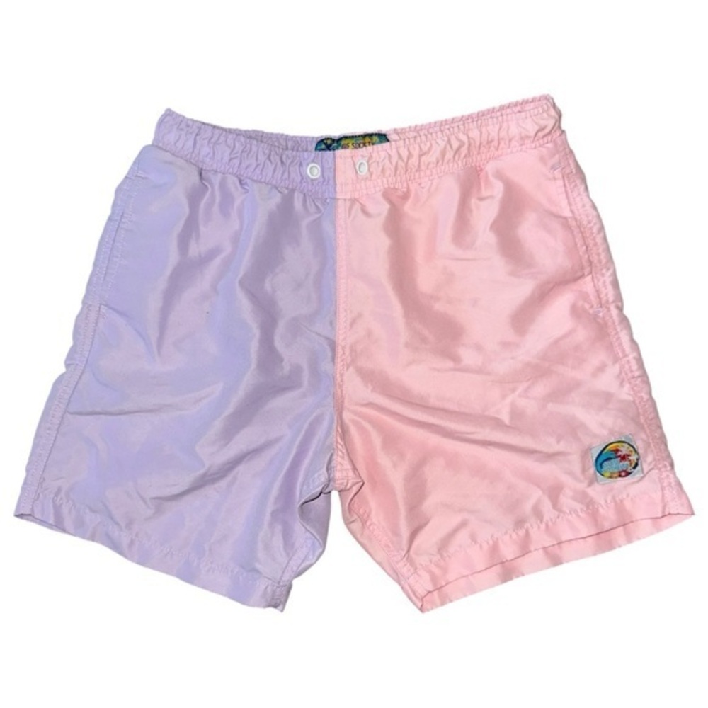 Surf Society Men’s Size M Pink Lilac Purple Colorblock Swim Shorts